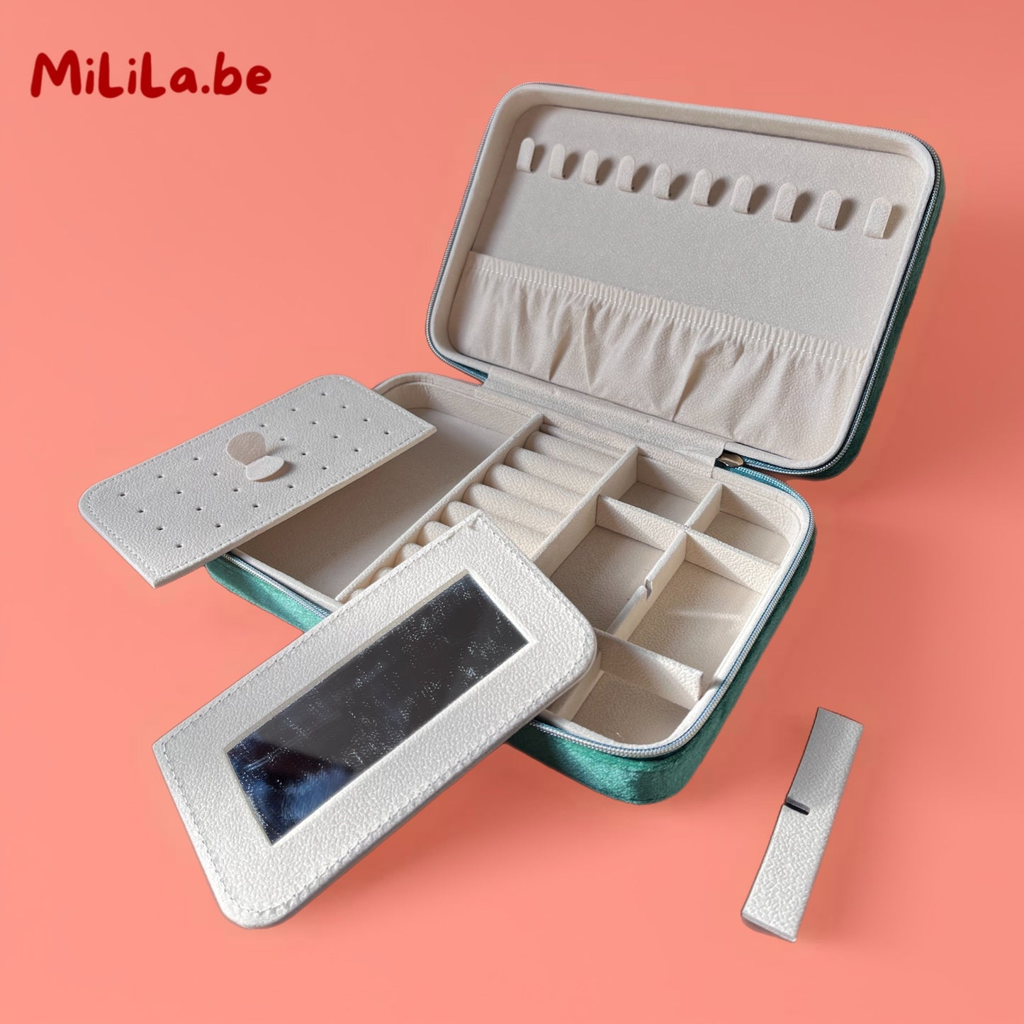 Juwelenkistje met afneembaar spiegeltje en nette indeling