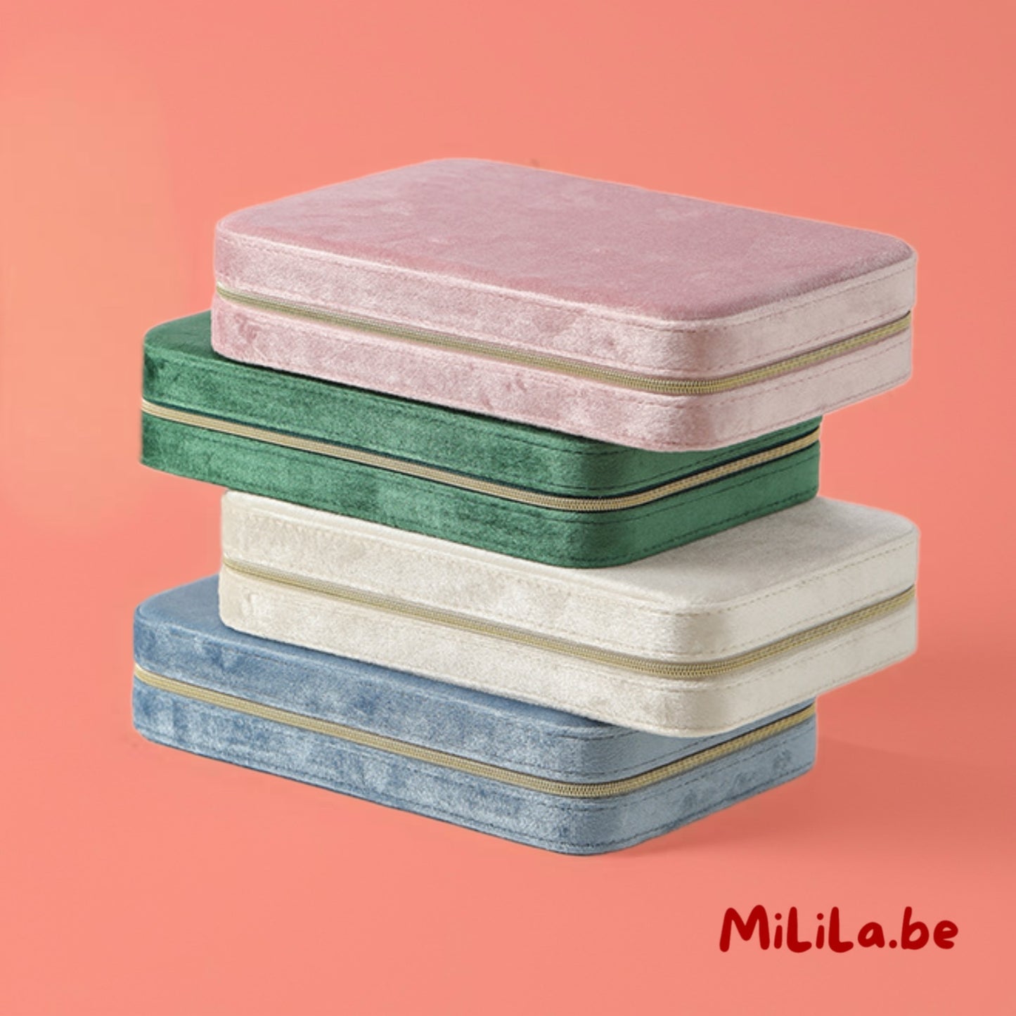 Juwelenkistje in verschillende kleuren beschikbaar roze, groen, beige, lichtblauw velvet suede