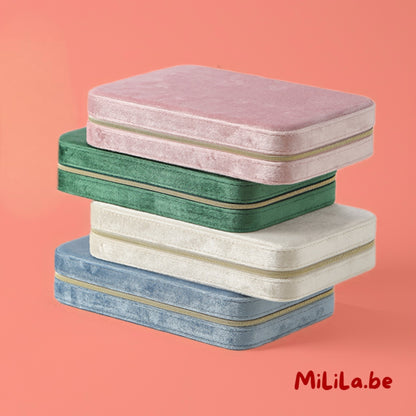 Juwelenkistje in verschillende kleuren beschikbaar roze, groen, beige, lichtblauw velvet suede
