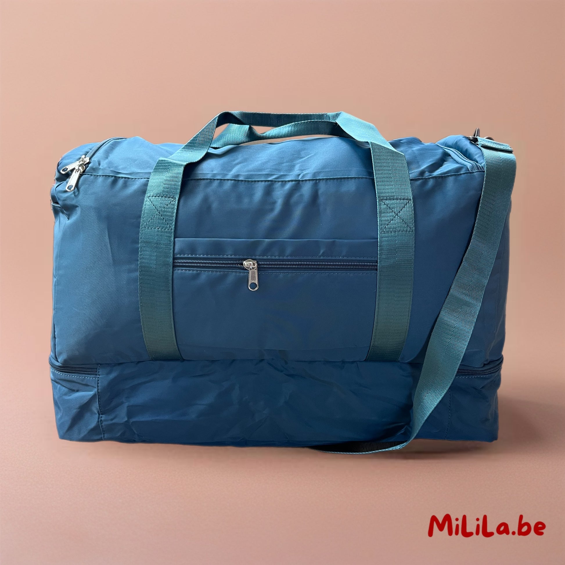 MiLiLa weekendtas met schoenenvak in peacock blue — stijlvolle, ruime reistas voor dames en heren